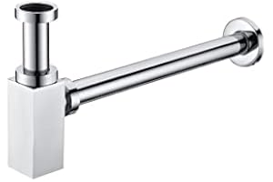 MICE COLLECTION Sifón Desagüe visto de lavabo o bidé Accesorios para Baño Cromado/Visto Cuadrado SCL003