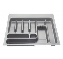 Besteckeinsatz 60er Schrank (B 510-530 x T 410-490 mm) / Besteckkasten mit Messerhalter/ Schubladeneinsatz Kunststoff - 2