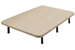 HOGAR24 ES Base tapizada 150 x 200 Reforzada con 7 Patas metálicas Alto 26 cm, tapizado 3D Color Beige + 4 válvulas de transpiración.