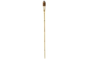 PARTYRAMA.CO.UK Natural And Brown Bamboo Garden Tiki Torch 120cm, Single - For use with Parrafin or lamp oil