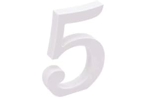 CABLEPELADO - Numero 5 in legno - 11 cm - decorazione - artigianato - legno - personalizzabile - 3D - Primer bianco