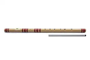 Radhe Flutes PVC Fiber D Natural Bansuri Middle Octave Left Handed