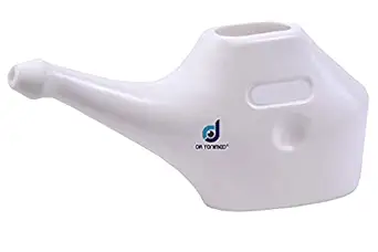 Dr Yonimed Jal Neti Pot Plastic Shiny White Color 200ml For Nasal Wash & Sinus [Economy - Light Weight Jala Neti Pot]