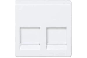 CABLEPELADO Placa de voz y datos Simon 27 Play | Placa 2 conectores RJ45 AMP | ‎27486-35 | Plana con guardapolvo | Apto para superficie y empotrar | Dimensiones: 45x45 mm | Color Blanco | Simon 27