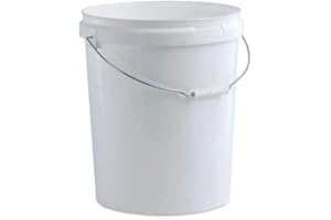 UK GROW 25L White Heavy Duty Round bucket with Lid and Evidence Seal 5l 10l 20l 25l 30l 35l Metal Plastic Handle Hydroponic Storage Food Grade Sustainably sourced (25ltr, White)