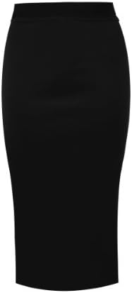Amber Apparel Ladies Plain Office Stretch Bodycon Midi Pencil Skirt Plus Sizes 8-22