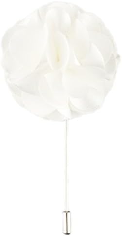 Product Proper White Polyester Silk Flower Handmade Lapel Pin Boutonniere For Wedding Suit