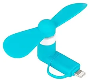 Mini Cell Phone Fan - Colorful and Powerful 2-in-1 Fan for iPhone/iPad/Android Smartphone/Tablet - Cell Phone Summer Accessories?Small Fan -?Blue?