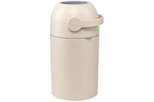 KEMMLIT Windeleimer geruchsdicht ohne Kassette mit Deckel und großes Fassungsvermögen für bis zu 25 Babywindeln inkl. Geruchsstop-System - Funktioniert mit herkömmlichen Tüten (Beige)