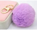 LIFECART Dasuke Plush Ball Gold Plated Charm Key Chain for Car Key Ring Bag (purple)
