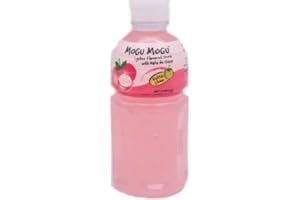 SARAS FLAVOURS OF ASIA Mogu Mogu Lychee Flavoured Drink with NATA de Coco (Gotta Chew) | On the Go Drink | Jelly Texture | Refreshing Taste | No Added Preservatives and Colours | 320ml x 6 Bottles