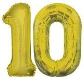 Foil Balloon Jumbo Number 10 85 cm Gold