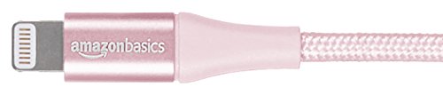 AmazonBasics C  ble USB A vers Lightning en nylon    double tressage Certifi   Apple Mfi  Dor   rose  3 m