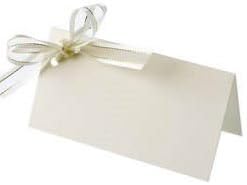 PACK OF 50 PLAIN IVORY WEDDING TABLE NAME PLACE CARDS WITH TWO HOLES FOR RIBBON