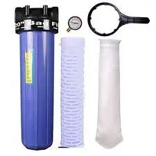 OCEAN STAR TECHNOLOGIES Jumbo Star Whole House Water Filter with Housing Bag Filter, Pressure Meter, Wrench - 20 Inch (Blue)