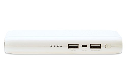 ednet 31883 Power Bank mit LED-Taschenlampe, Kapazität: 10.000 mAh, 2x USB Port (2,1A +1A) + Micro USB, kompakte Größe, weiß - 5