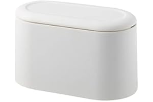 ETRAVEL Kosz na śmieci na biurko z pokrywą typu prasowego, mini przenośny kosz na śmieci na biurko łóżko biurowy kosz na śmieci, wodoodporny kosz na śmieci do domu salonu kuchni sypialni łazienki biura kosz na śmieci 2 l (biały)