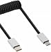 Produktbild InLine 35866 USB 2.0 Spiralkabel, Typ C Stecker auf Micro-B Stecker/Alu, flexibel, 0,5m schwarz