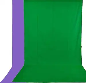 Cam Cart Non-Transparent 2-in-1 Photography Backdrop Background Chromakey, 2 Colors in Single Backdrop (6x9, Purple & D Green)