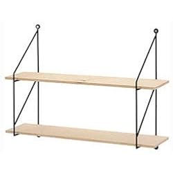 Compactor Home RAN8893 Etagère Double Grand modèle Frida Gamme Copenhagen, Bois, Beige et Noir, 60 x 16 x 44,5 cm