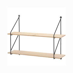 Compactor Home RAN8893 Etagère Double Grand modèle Frida Gamme Copenhagen, Bois, Beige et Noir, 60 x 16 x 44,5 cm