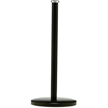 Porta Rotolo Da Cucina In Acciaio Inox Nero Con Base Anti-scivolo - Asta Con Fermaglio - Facile Da Montare - Dimensioni 15x33 Cm
