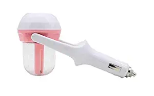 Trendegic Portable 2 in 1 Air Humidifier Car Plug Air Purifier Freshener Oil Diffuser for Car (Pink)