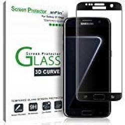 amFilm Protector de Pantalla Galaxy S7 Edge, Cobertura Total (3D Curvo) Cristal Vidrio Templado Protector de Pantalla para Samsung Galaxy S7 Edge (1 Pack, Negro)