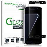 amFilm Protector de Pantalla Galaxy S7 Edge, Cobertura Total (3D Curvo) Cristal Vidrio Templado Protector de Pantalla para Samsung Galaxy S7 Edge (1 Pack, Negro)