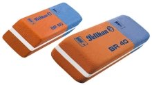 Pelikan 619577 – Radiergummi Kautschuk Keilspitze, Box mit 80 Stück, rot und blau