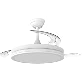 Bilake Beach LED Ceiling Fan 48W | Retractable Blades | DC Motor 7 Speeds | Night Mode 28dB | CCT Light Dimmable 3000-4000-60