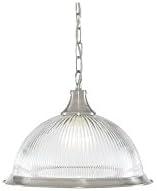 THLC American Diner Single Ceiling Pendant Light in Silver with clear Glass
