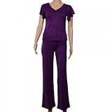 Modal Falbala Short-sleeve Yoga Clohting Suit Size M Purple