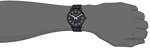 Mondaine Men's evo2 40 mm sapphire  Watch with St. Steel IP black Case black Dial and black leather with black stitches Strap MSE.40121.LB