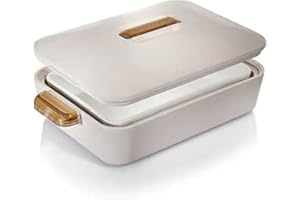 CLASHOP Enjoy - Contenitore Termico Rettangolare Colorado 2.8l - Manici Ambra - L - 42x26x9 CM - Bianco Mandorla