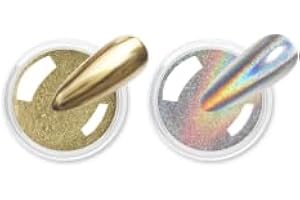 Polvo Cromado para Uñas Oro: BISHENGYF Upgrade Mágico Polvo Efecto Espejo Uñas de Metal Holo Plateado Polve de Cromo, Polve de Pigmento para Unas, Fácil Hacer en Casa Nail Arte Salón Chrome Powder