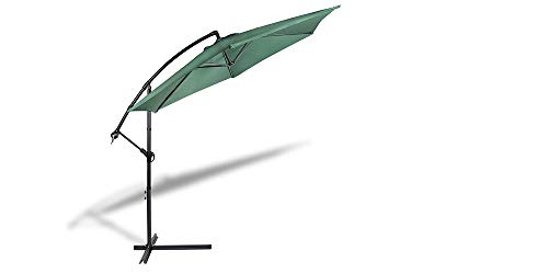 909 OUTDOOR Parasol déporté inclinable Vert, Parasol Jardin décentralisé, Parasol Suspendu en Polyester et Structure métallique, Hauteur 2.5m Diamètre 3m