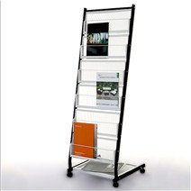 Ectxo Prospektständer Prospekthalter mit Rollen A4 Brochure Literature Magazine Aluminium Display Rack - 2