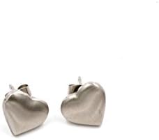Heart Stud Earrings Stainless Steel Silver and Nickel Free 2000 Gauss