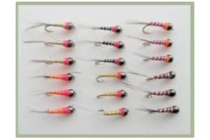 TROUTFLIESUK 18 Perdigon Nymph, Mixed Colours Sizes 12/14/16, Grayling Flies, For Fly Fishing (Mixed)