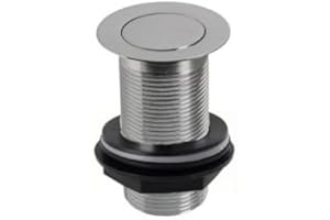 Clickbasin 100mm Long Unslotted Basin Waste | Pop Up Push Click Stainless Mechanism | For Basins with No Overflow | Longer to Aid Fitting to Thicker Counter Top Surfaces