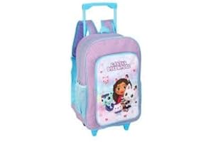 GIFTIDEAZZ TIMELESS GIFTS THAT REFLECT YOUR STYLE GIFTIDEAZZ Kids Wheeled Trolley Backpack - Foldable Suitcase Rucksack with Favorite Character Designs - Travel Carry-on Luggage for Children (Deluxe Gabby's Dollhouse Trolley)