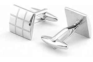 SYSOW Mens Silver Square Checkerboard Cufflinks