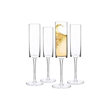 G Francis Crystal Champagne Flutes Set Of 4 - Slanted Rim, 8 Oz Capacity, Elegant Stemware 4 thumbnail image