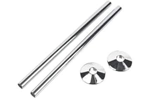 CSL-TECH Radiator Pipe Sleeve Covers and Pipe Collars in Chrome Effect 15mm x 200mm (2 x 2 Pack)