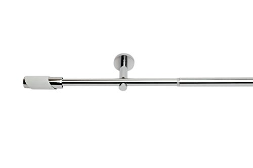 PREISHIT Gardinenstange Vorhangstange "Moderna", Chrom weiss ausziehbar 130-240cm - ohne Ringe