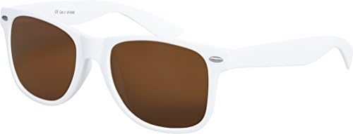 High quality Nerd Sunglasses mat Rubber Retro Vintage Unisex Glasses with Spring hinge - 101 Various Colours/Model selectable - White - Brown