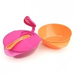 PINK Tommee Tippee 2 x Easy Scoop Bowl, Lid & Spoon,