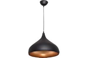 BEL AIR HOME - Lámpara colgante Bonn - estilo vintage - negro y oro - ajustable y ligera - portalámparas E27 para salones, comedores y bares (32 CM)