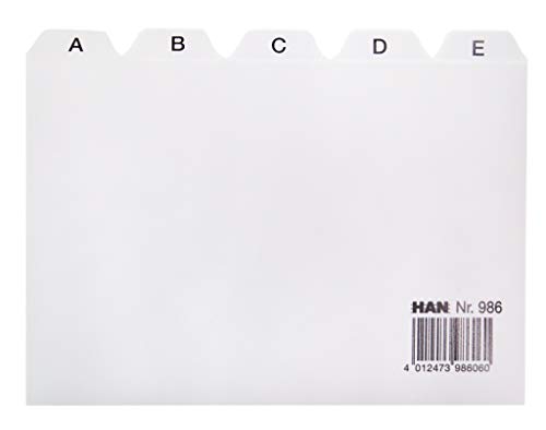 Han 986 - Separadores para cajas (DIN A6, letras A-Z, polipropileno), color gris